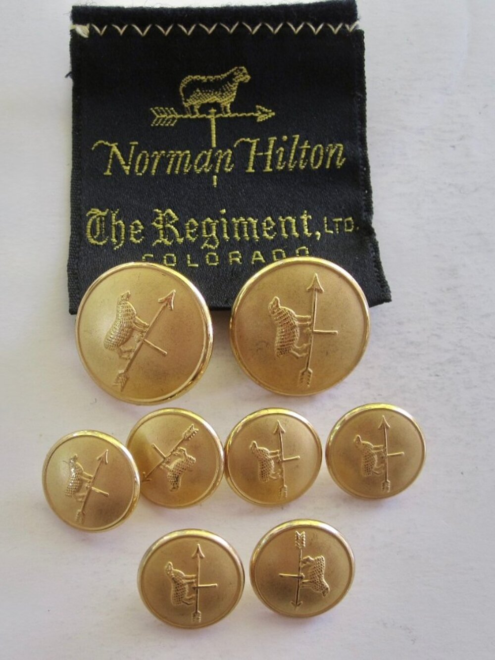 Norman Hilton 8 Blazer Replacement Buttons Gold Tone Sheep Weathervane SWEDEN